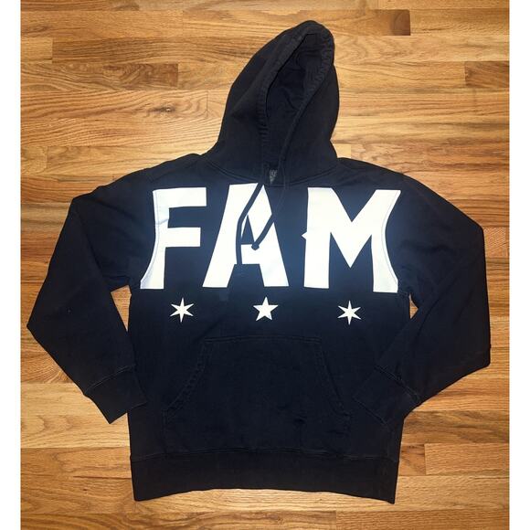 Famous Stars And Straps Hoodie Sz Medium Black Y2K 90s Grunge Skater Spell Out - Picture 1 of 9